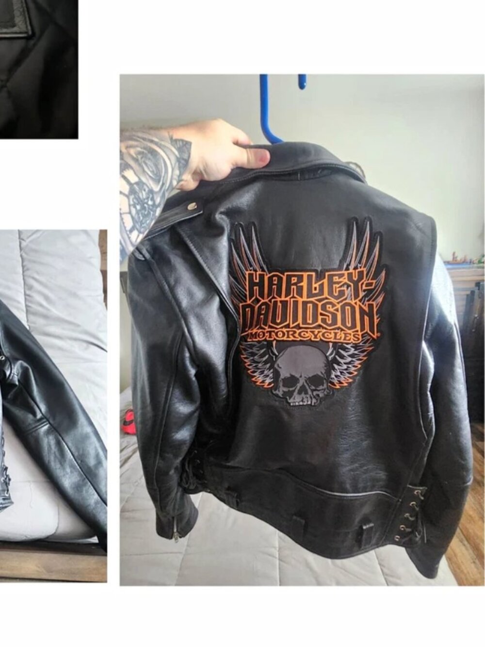 Harley-Davidson Motorcycle Mens Leather Riding Jacket Large Thinsulate 70 Grams
